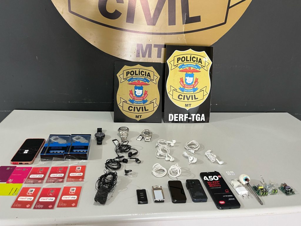 Itens apreendidos no presídio de Tangará da Serra durante ação contra o tráfico de drogas