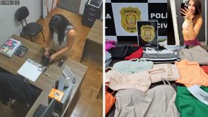 Itens apreendidos com professora presa por fraude em Brasília, incluindo roupas de academia e celular