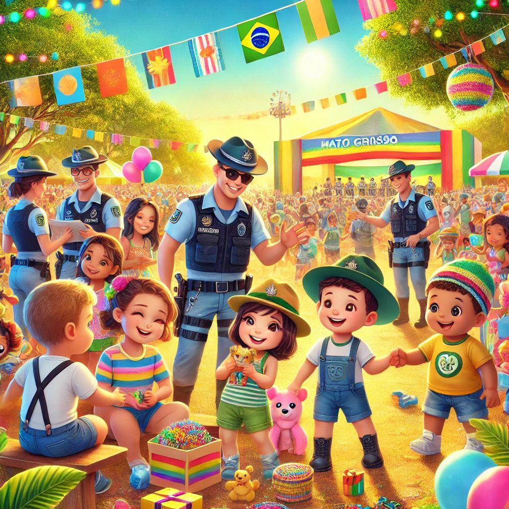 Polícia Militar e Judô Tatame realizam ação solidária no Mato Grosso com distribuição de presentes.