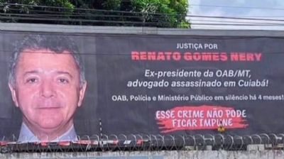 Outdoor em Cuiabá exige justiça por Renato Nery, advogado assassinado há quatro meses.