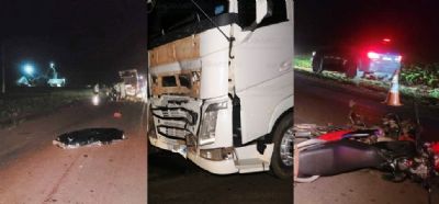 Acidente fatal na MT-249 envolvendo moto e caminhão carregado de bovinos.