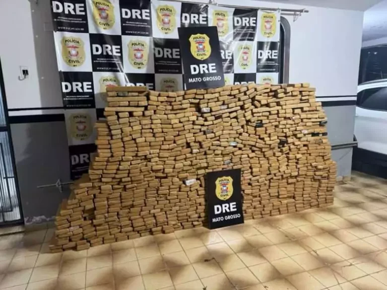 Apreensão de 1,1 tonelada de maconha pela Polícia Civil em Várzea Grande.