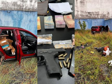 Criminosos presos pela Polícia Militar após tentativa de roubo no Magazine Luiza em Cuiabá.