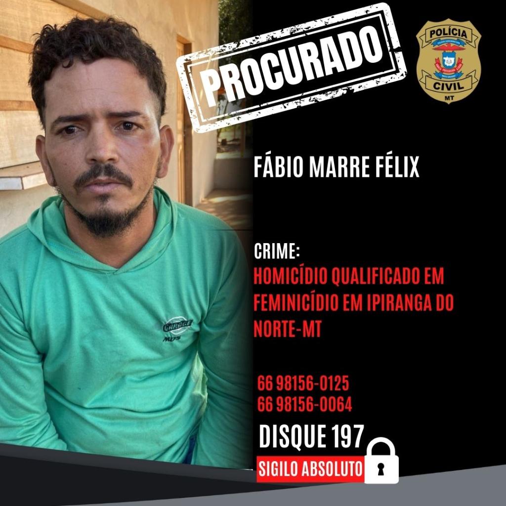 Feminicídio em Ipiranga do Norte: Polícia busca suspeito foragido.