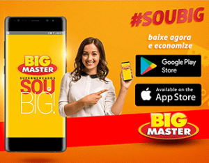 Promoção do aplicativo Big Master disponível no Google Play e App Store