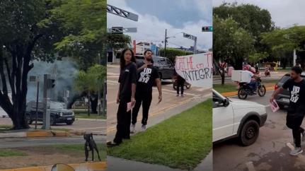 Manifestantes do Dia da Mulher em Sinop durante protesto pacífico.