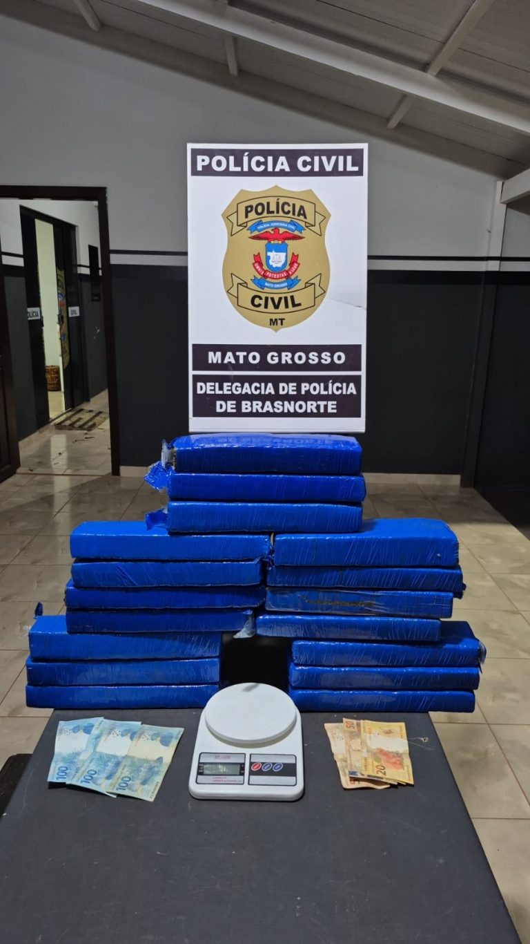 Polícia Civil prende suspeitos e apreende 17 tabletes de maconha em Brasnorte.