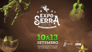 - Cartaz da Exposerra 2025 em Tangará da Serra, com shows sertanejos e rodeio.