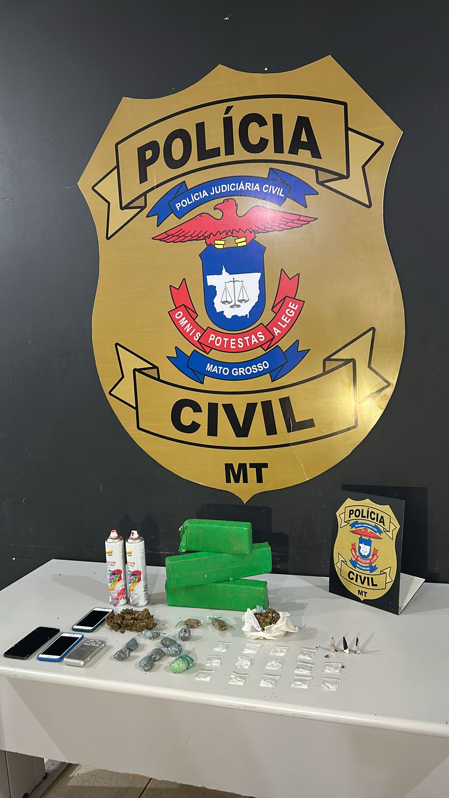 Policiais apreendem drogas e prendem suspeitos na Operação Sic Parvis Magna.