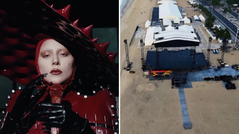 Estrutura montada na praia de Copacabana para o show de Lady Gaga em 3 de maio.