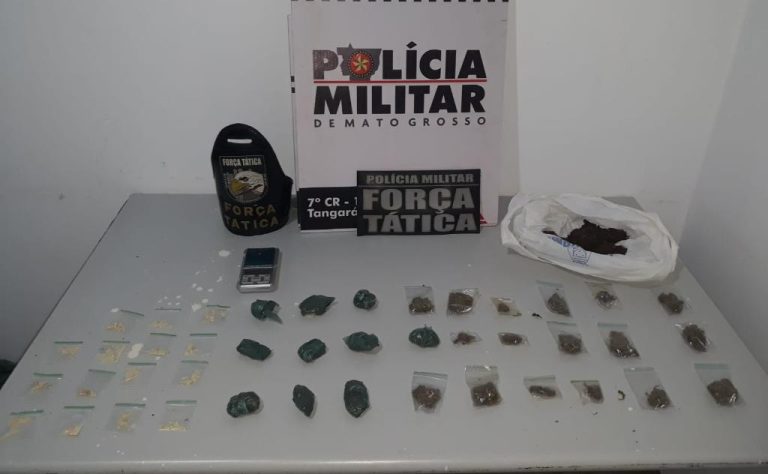 Adolescente apreendido por tráfico de drogas em Tangará da Serra pela Polícia Militar.