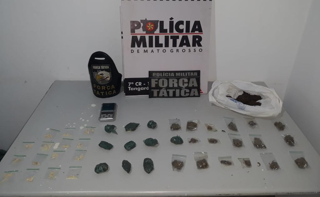 Adolescente apreendido por tráfico de drogas em Tangará da Serra pela Polícia Militar.