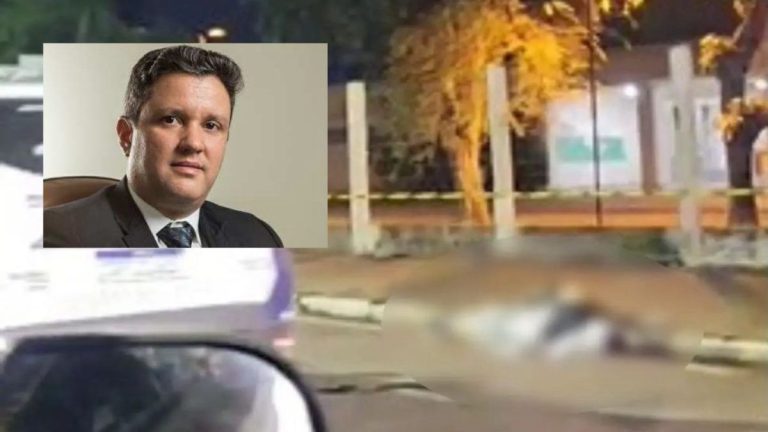 Cena do crime em Cuiabá onde procurador matou morador de rua em frente à UFMT.