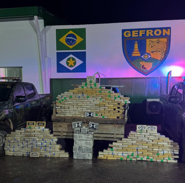 drogas apreendidas após confronto com Gefron em Porto Esperidião