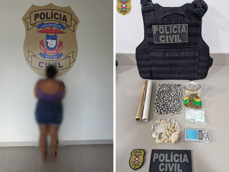 Materiais apreendidos na prisão de mulher por tráfico em Campo Novo do Parecis