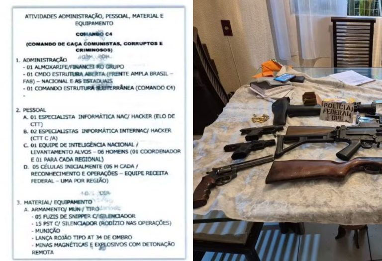 Arsenal apreendido em operação da PF contra grupo armado com militares em MT