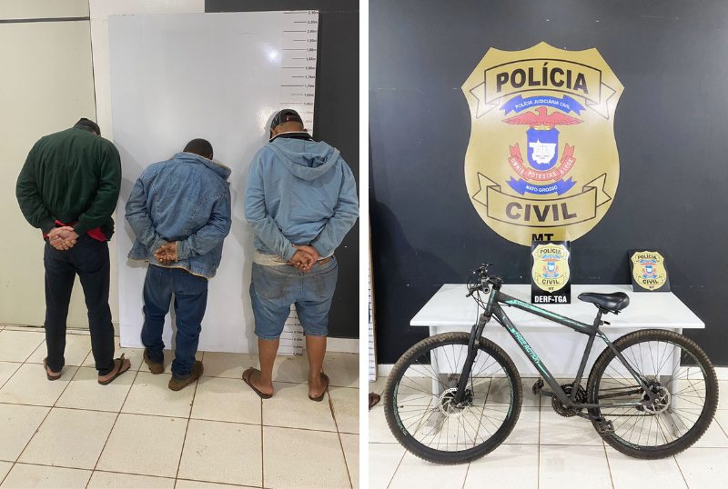Policiais da DERF Tangará da Serra após operação que recuperou bicicleta furtada