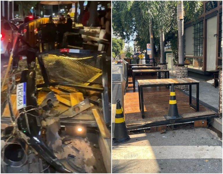 Carro de Marllon Pezzin atinge deck do restaurante em tentativa de homicídio em Cuiabá