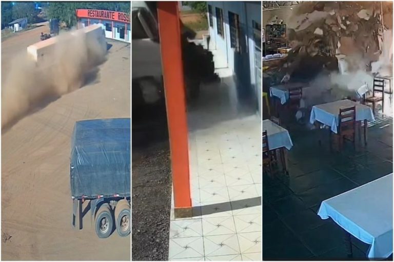 Caminhão invade restaurante em Comodoro após colisão na BR-174