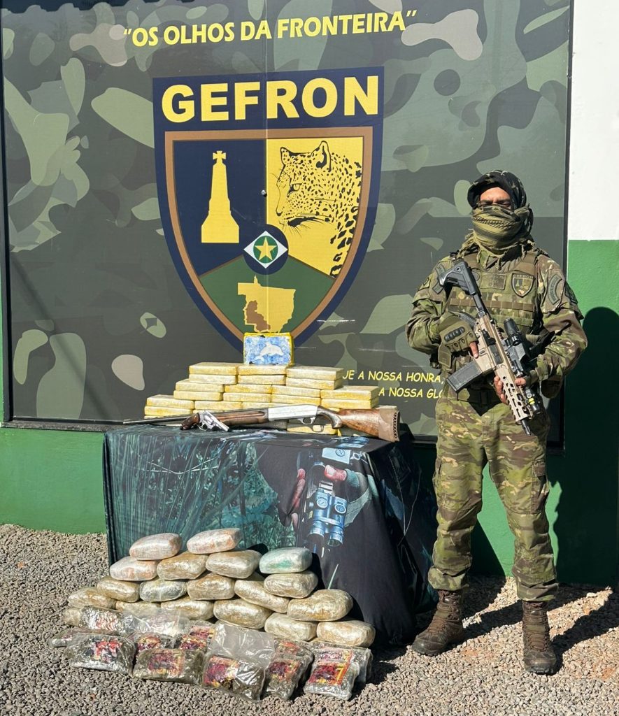 Drogas e armas apreendidas pelo Gefron na fronteira em Cáceres