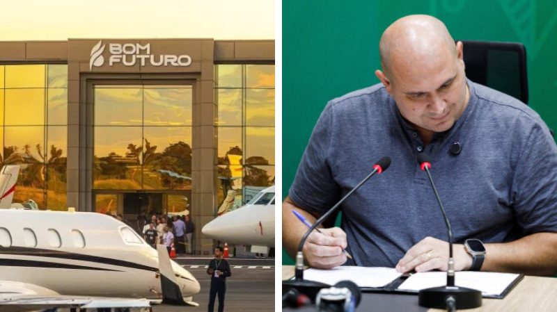 Prefeito de Cuiabá discursa sobre regularização do aeroporto Bom Futuro