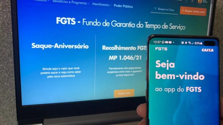 Distribuição de lucros do FGTS sendo consultada no aplicativo da Caixa