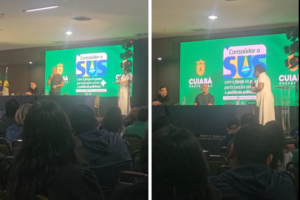 Maria Inês interrompida por prefeito na Conferência Municipal de Saúde de Cuiabá
