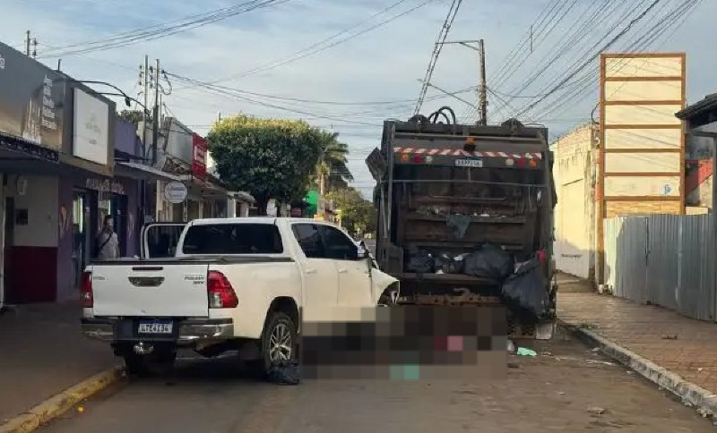 Local do acidente em Chapada dos Guimarães onde trabalhador foi atropelado