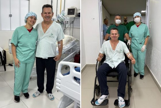 Governador Mauro Mendes durante vistoria no Parque Novo Mato Grosso antes do acidente