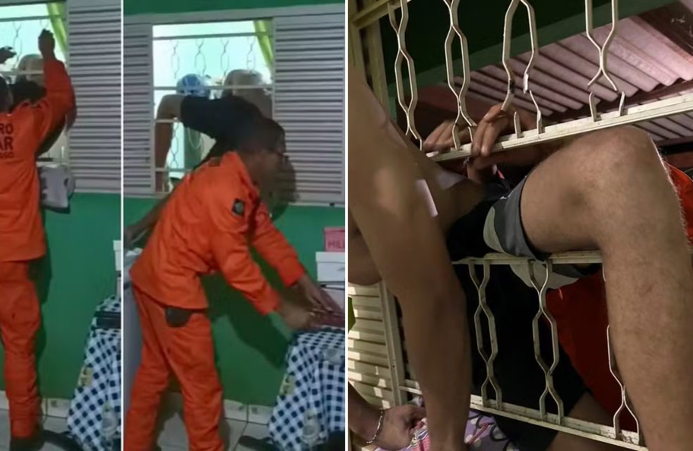 Morador fica preso em janela após esquecer a chave e é resgatado pelo Corpo de Bombeiros