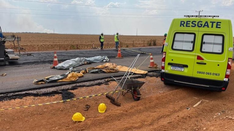 Trabalhadores morrem após serem atropelados por rolo compressor em obra na BR-163, Sorriso