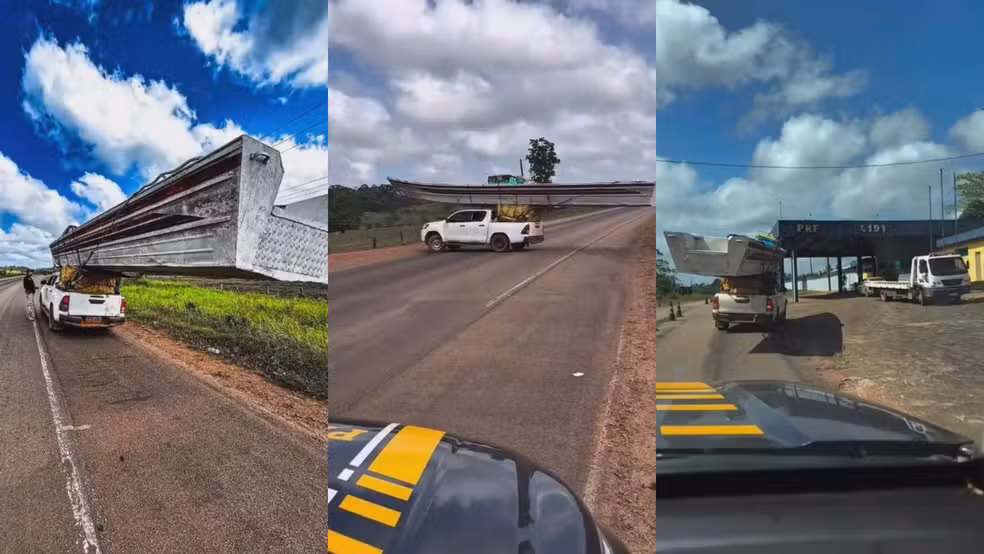 Transporte irregular de embarcação flagrado pela PRF na BR-156